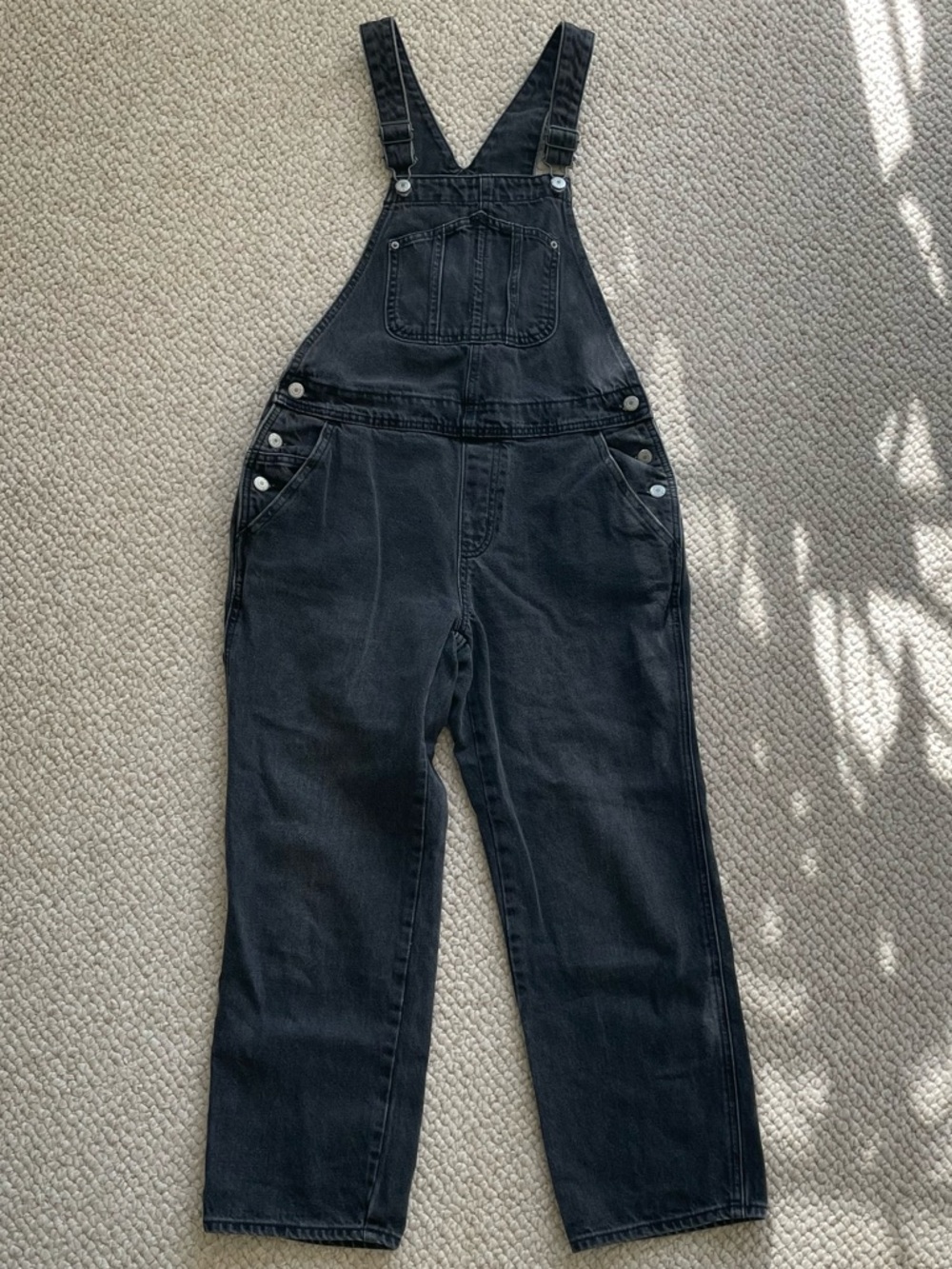 Old Navy Black Washed Denim overalls sz 8